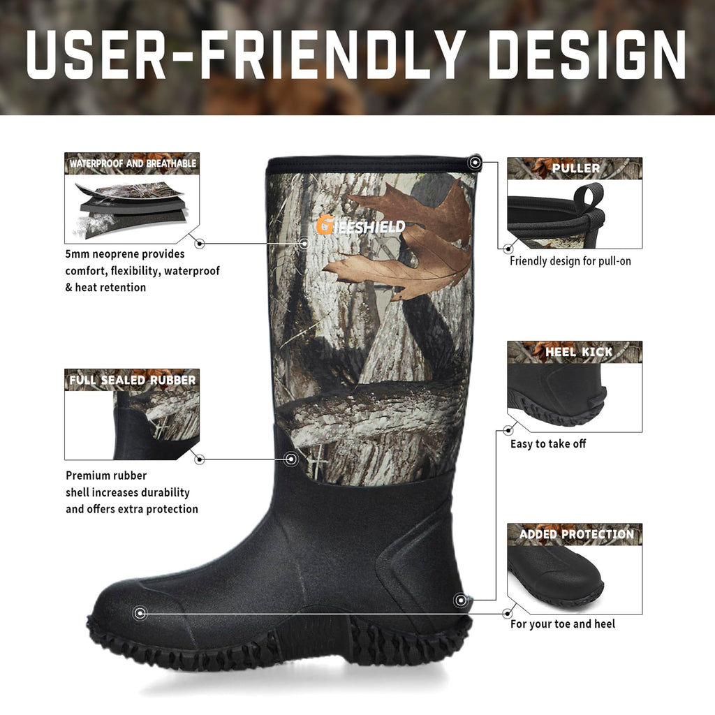 Black Waterproof Insulated Rubber Boots with Steel Shank K1075
