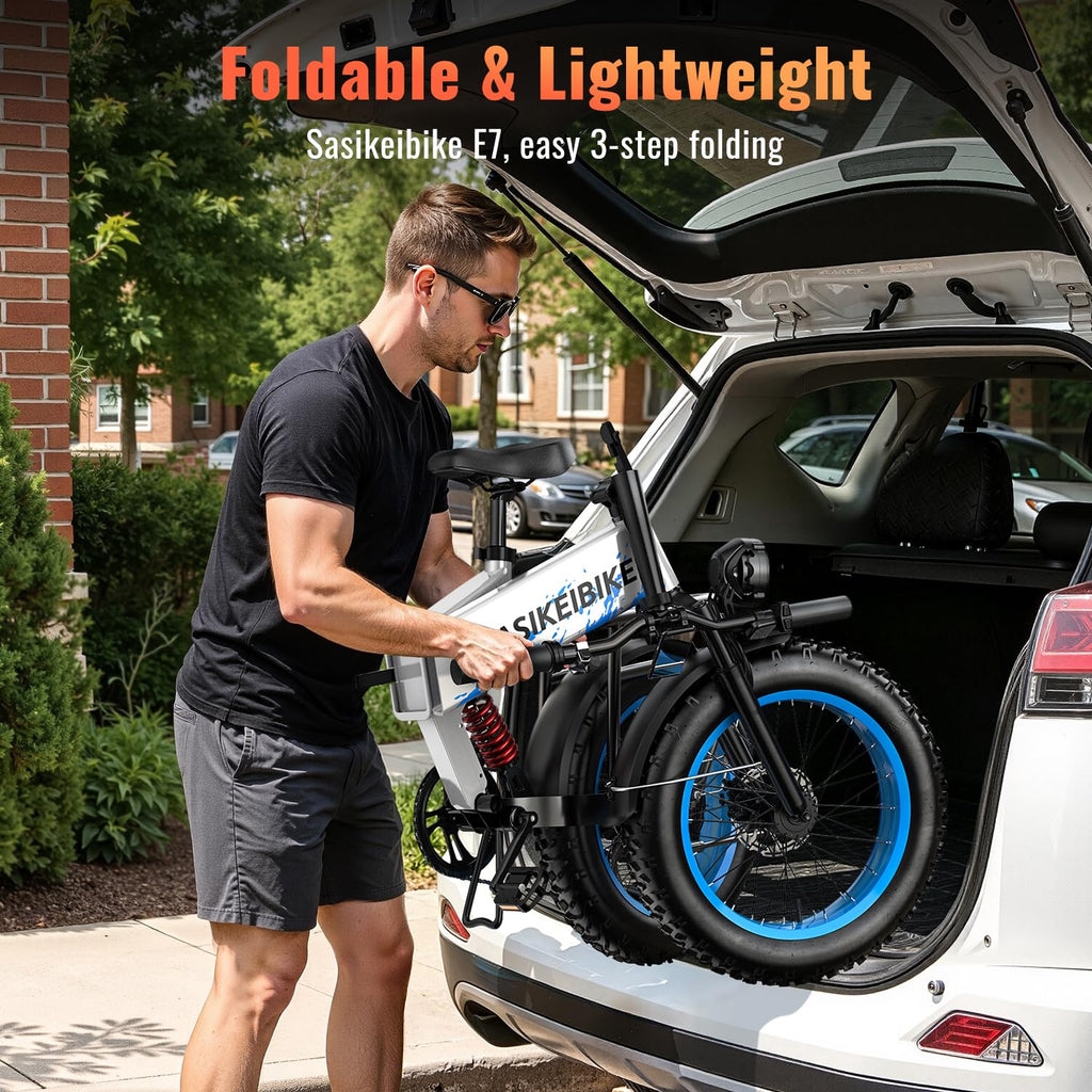 Foldable Electric Bike 1500W 52V 20Ah 20" Fat Tire Full Suspension P2238