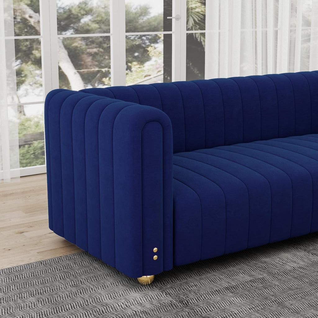 Blue Tufted Velvet Sofa with Metal Legs X921
