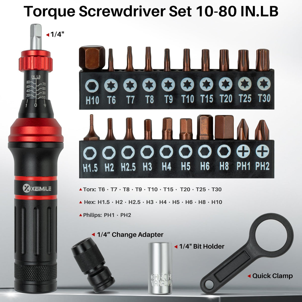 Inch Pound Torque Screwdriver 10-80 In.Lb T1037