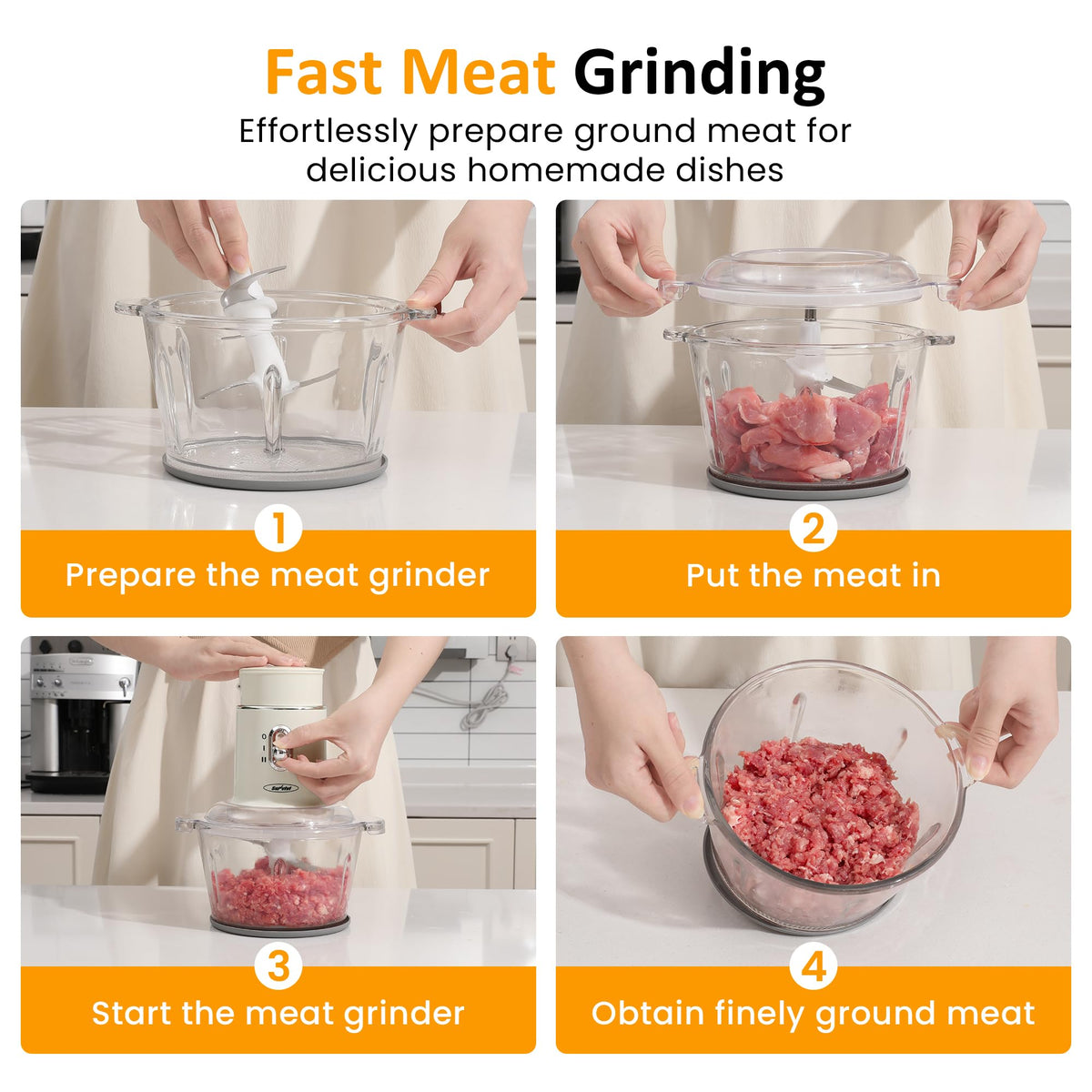 4-in-1 Electric Food Chopper & Small Food Processor X72795