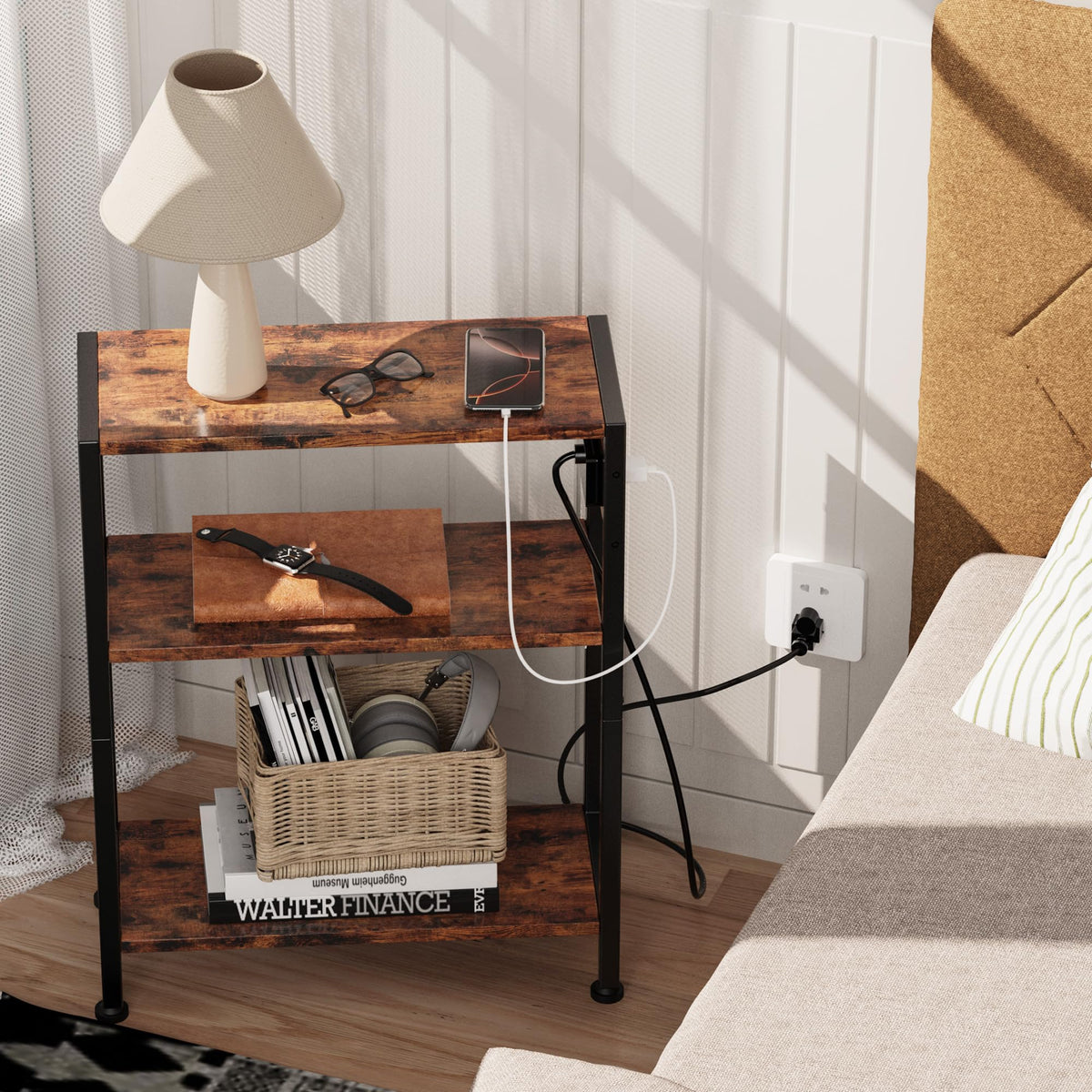 3-Tier Side Table with Charging Station P467