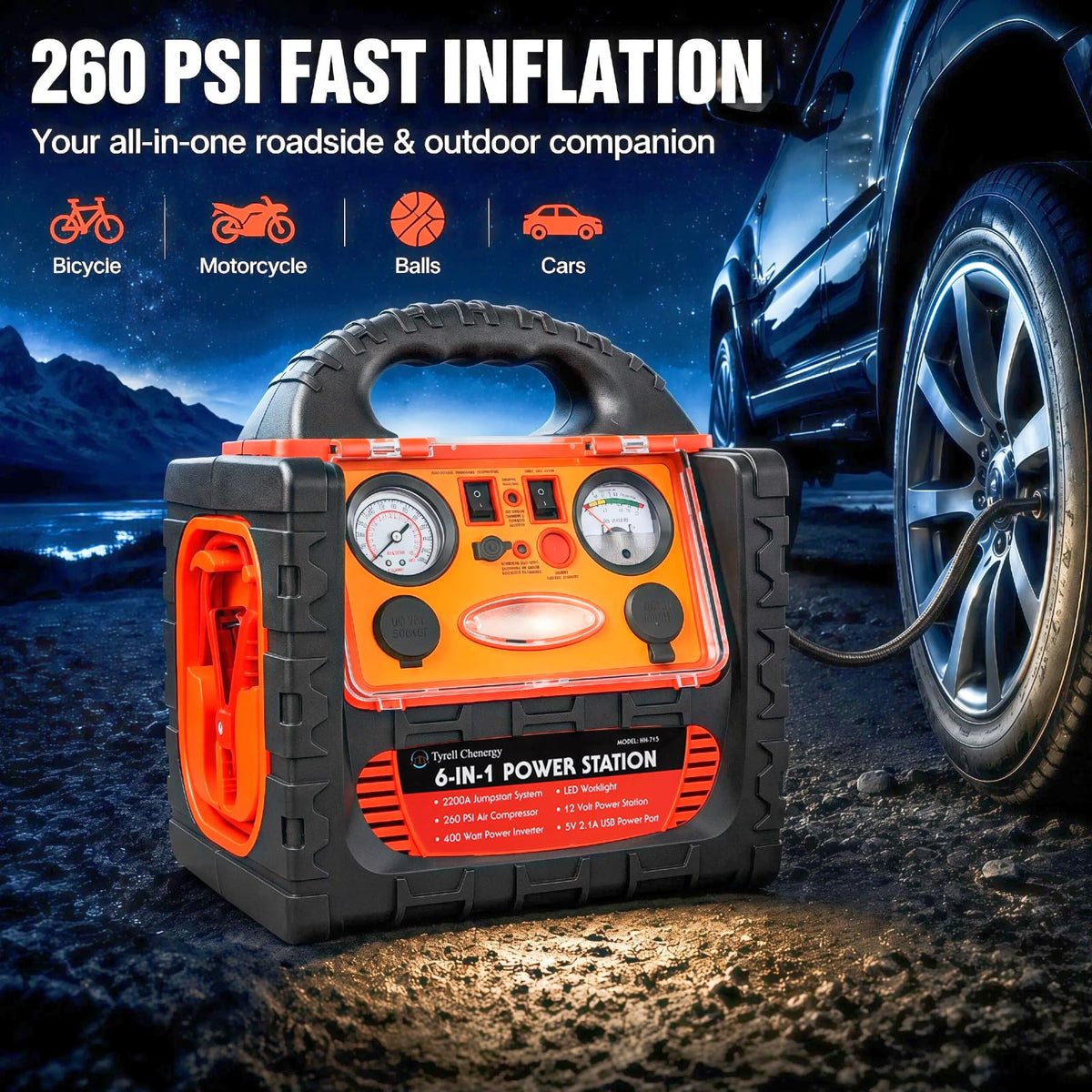 2200 Amp Car Jump Starter with Air Compressor P930