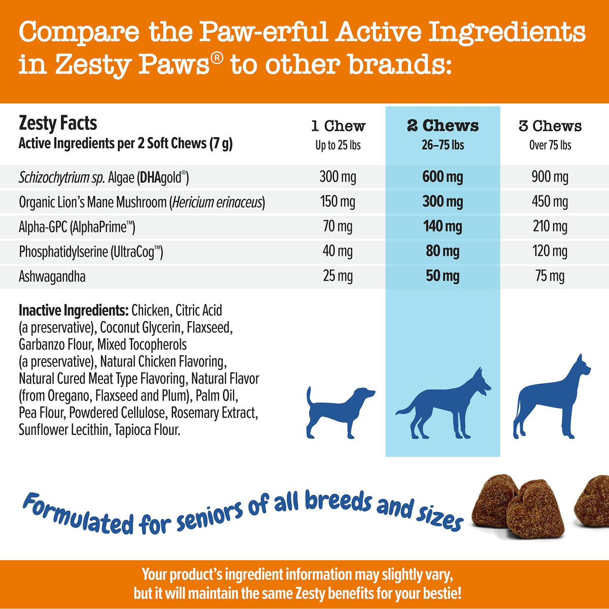 Senior Dog Supplement Cognition Chews Chicken 90 Ct X907