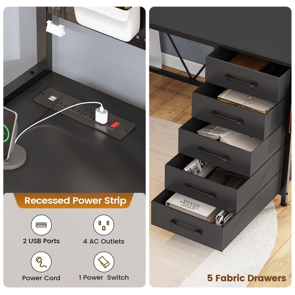 L Shaped Gaming Corner Desk with Drawers F373235