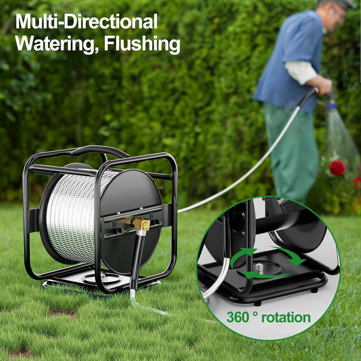 Garden Hose Reel With 100Ft Metal Water Pipe X843