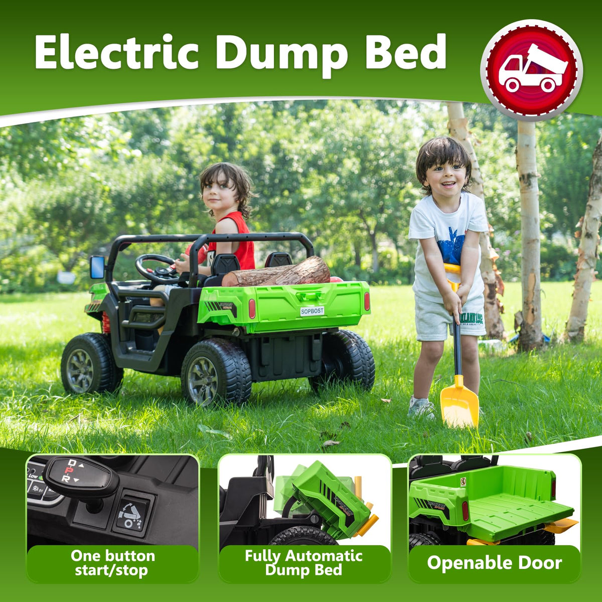 24V 2 Seater Electric Car with Dump Bed L401