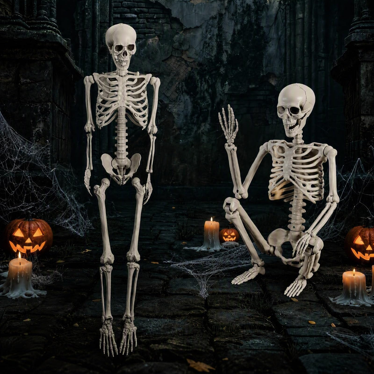 5.4FT Halloween Skeleton with Movable Joints W931135