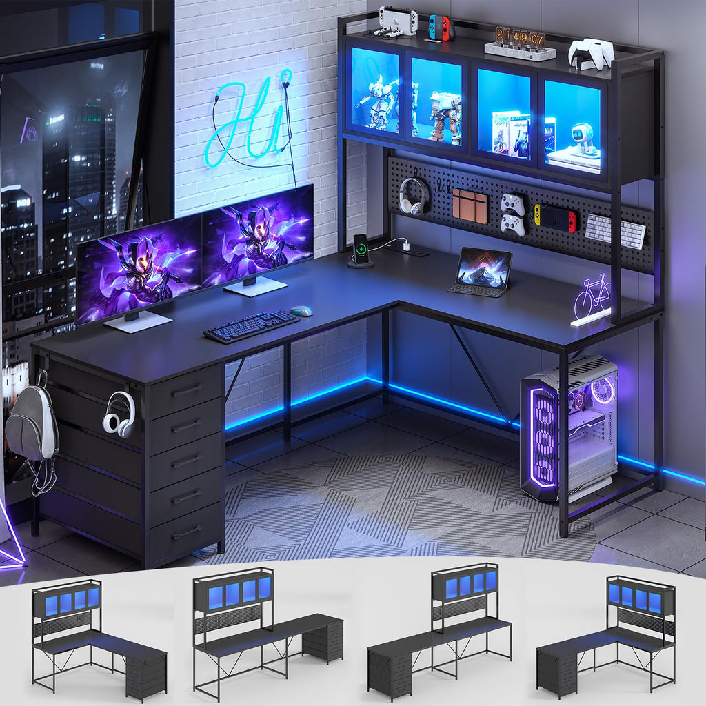 L Shaped Gaming Corner Desk with Drawers F373235