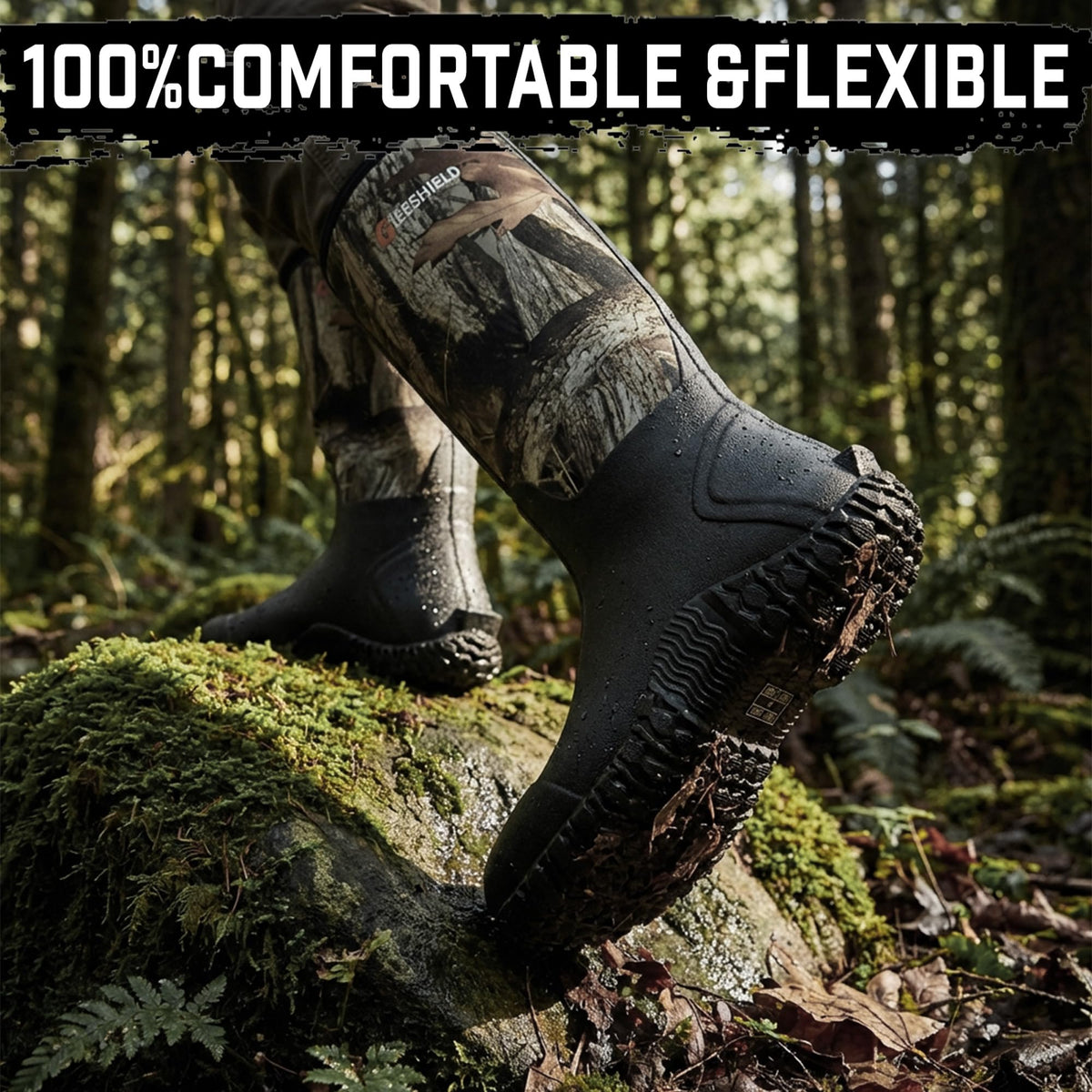Black Waterproof Insulated Rubber Boots with Steel Shank K1075