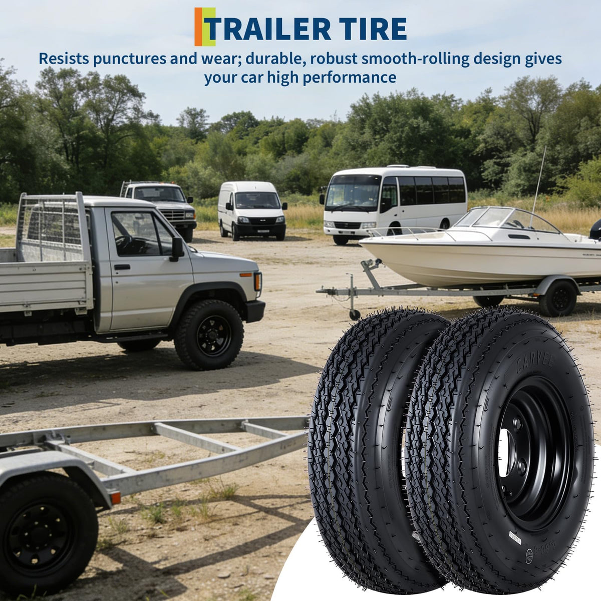 2-Pack 4.80-12 Trailer Tires with 12" Rims D8371