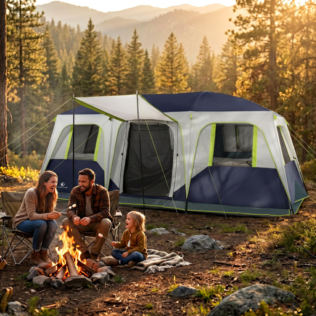 12 Person 3 Room Camping Tent with Rainfly M386