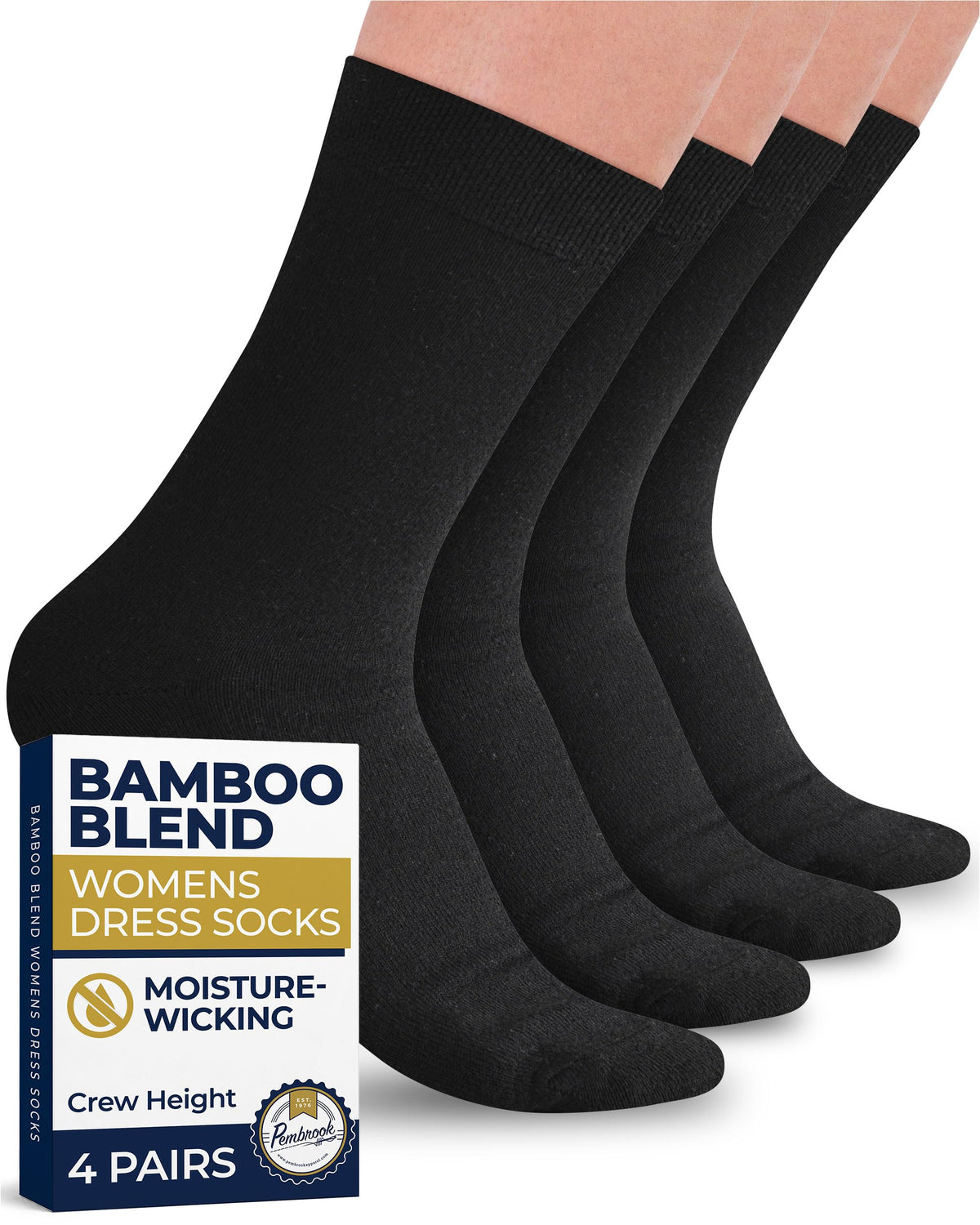 Bamboo Viscose Crew Dress Socks Women 4 Pairs T772480