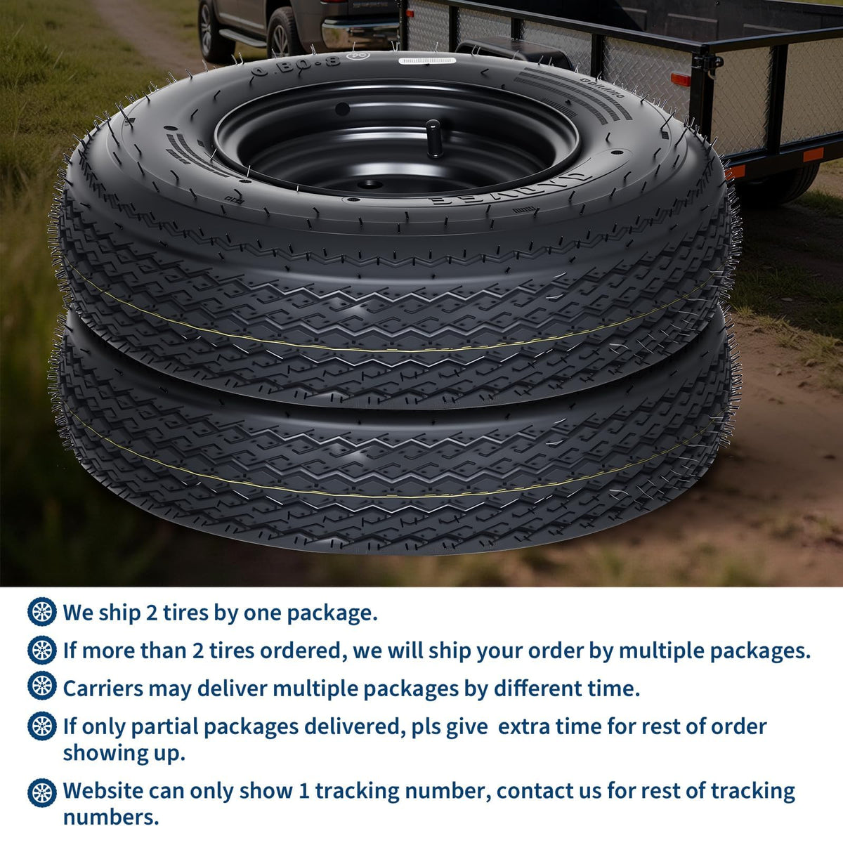 2-Pack 4.80-12 Trailer Tires with 12" Rims D8371