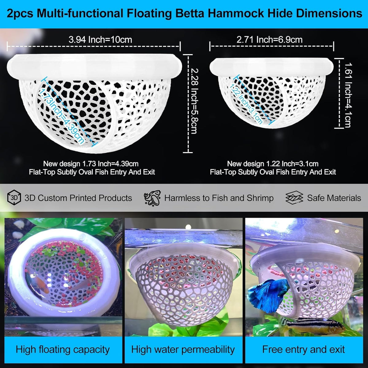 White Floating Betta Fish Hammock Bed and Hide Cave L8708