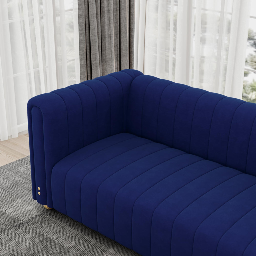 Blue Tufted Velvet Sofa with Metal Legs X921