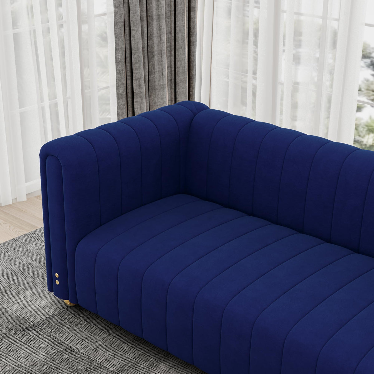 Blue Tufted Velvet Sofa with Metal Legs X921