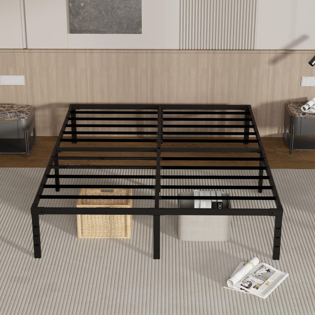 18 Inch Queen Size Metal Platform Bed Frame with Underbed Storage S782319