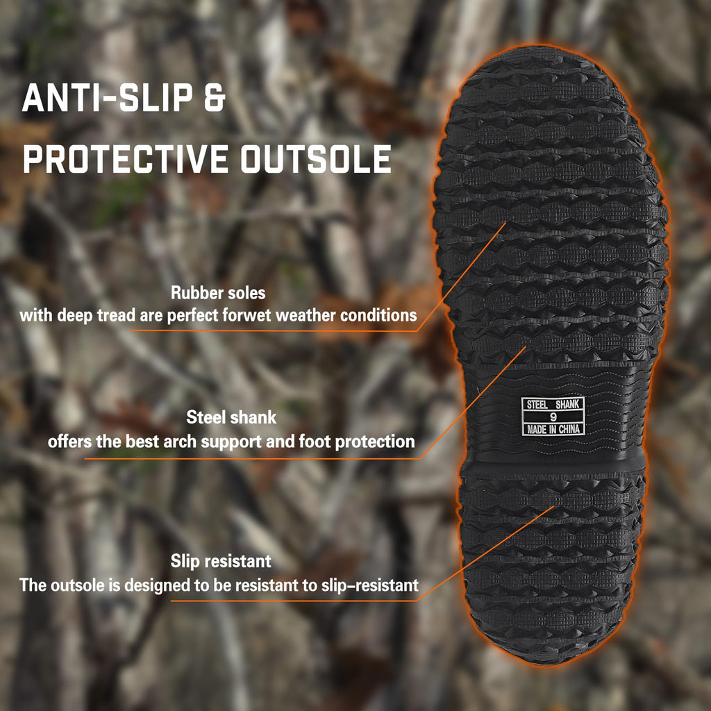 Black Waterproof Insulated Rubber Boots with Steel Shank K1075
