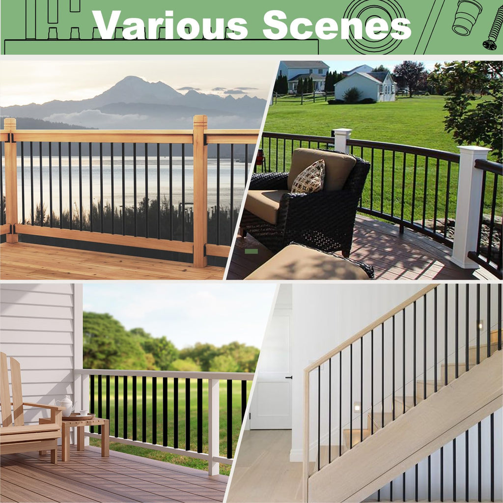 100 Pack 26" Black Aluminum Deck Balusters H97148
