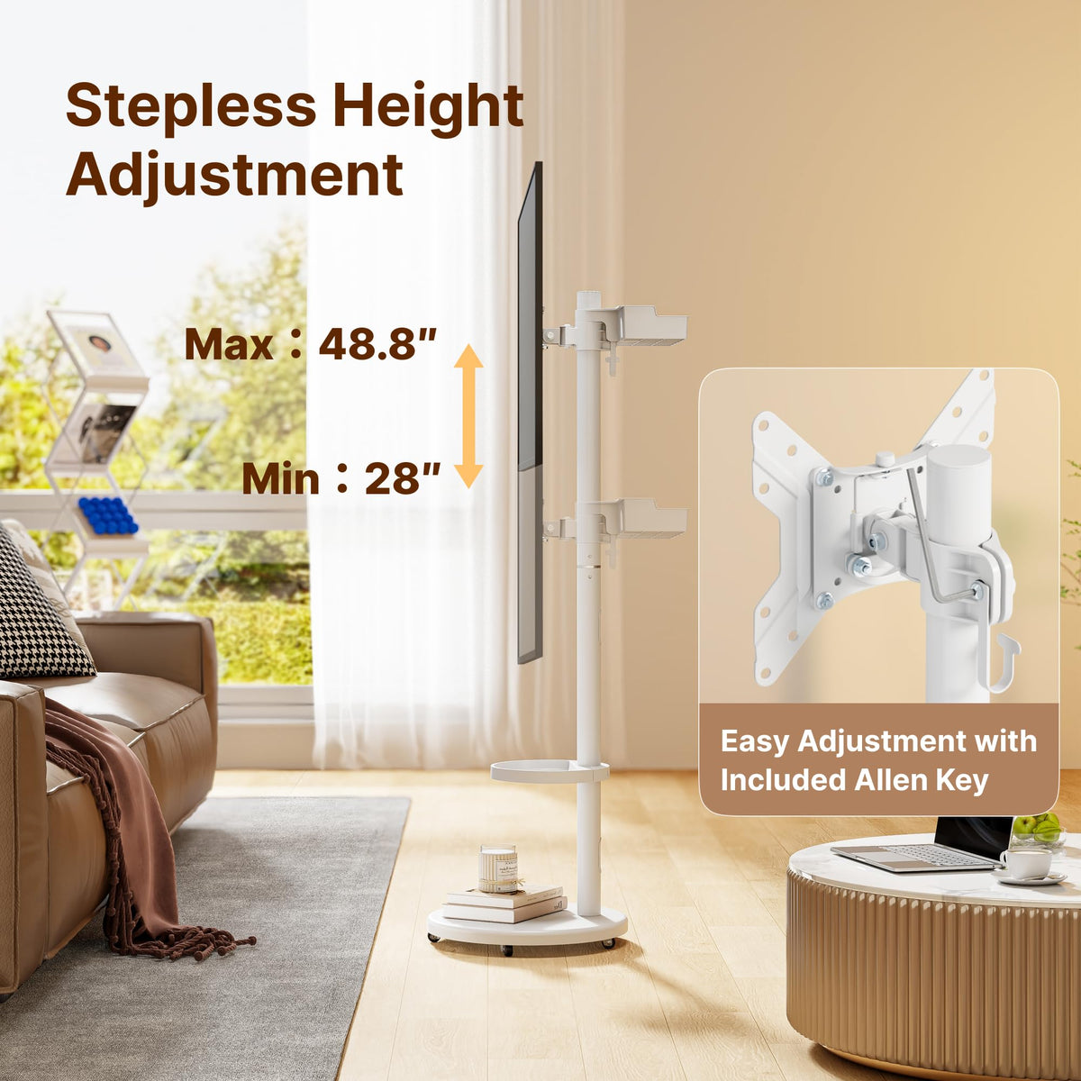 White Rolling TV Stand S411523