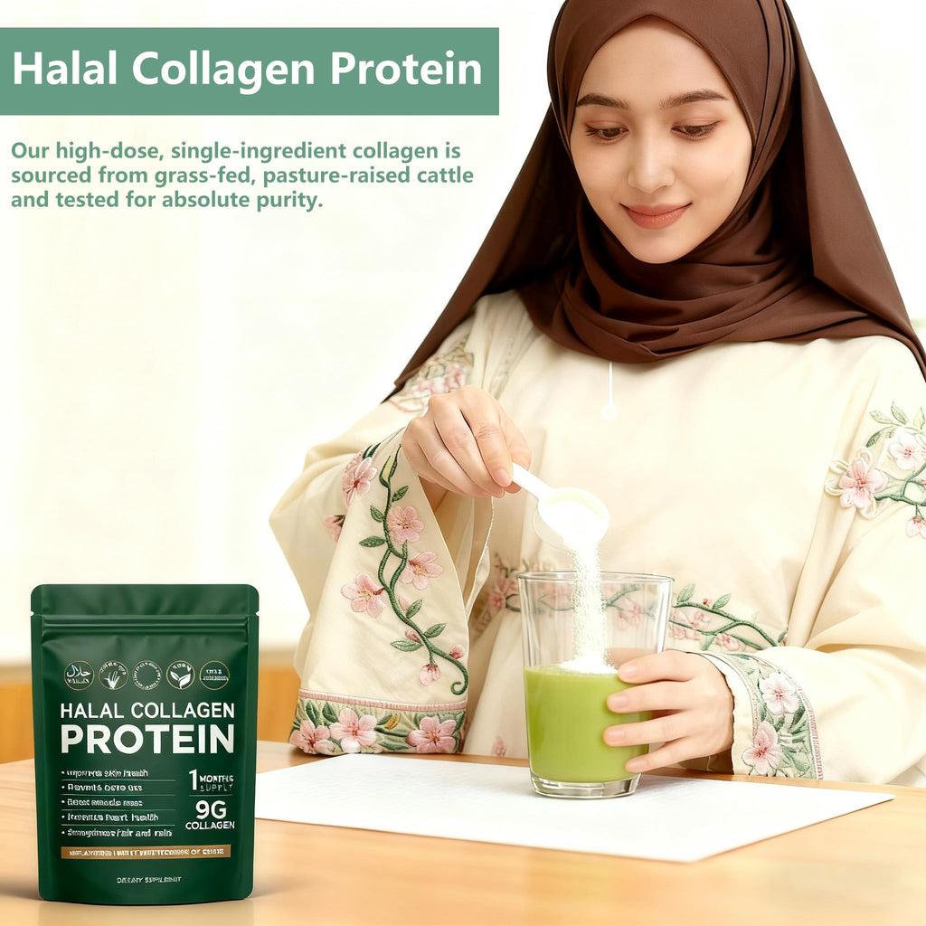 Halal Collagen Protein Powder, Grass Fed Organic Hydrolyzed Peptides, Unflavoured, 30 Servings J147855