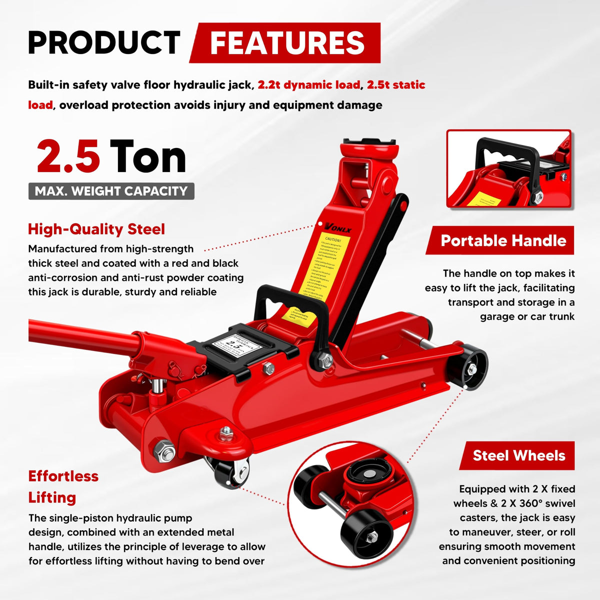 2.5 Ton Low-Profile Hydraulic Floor Jack Z34909