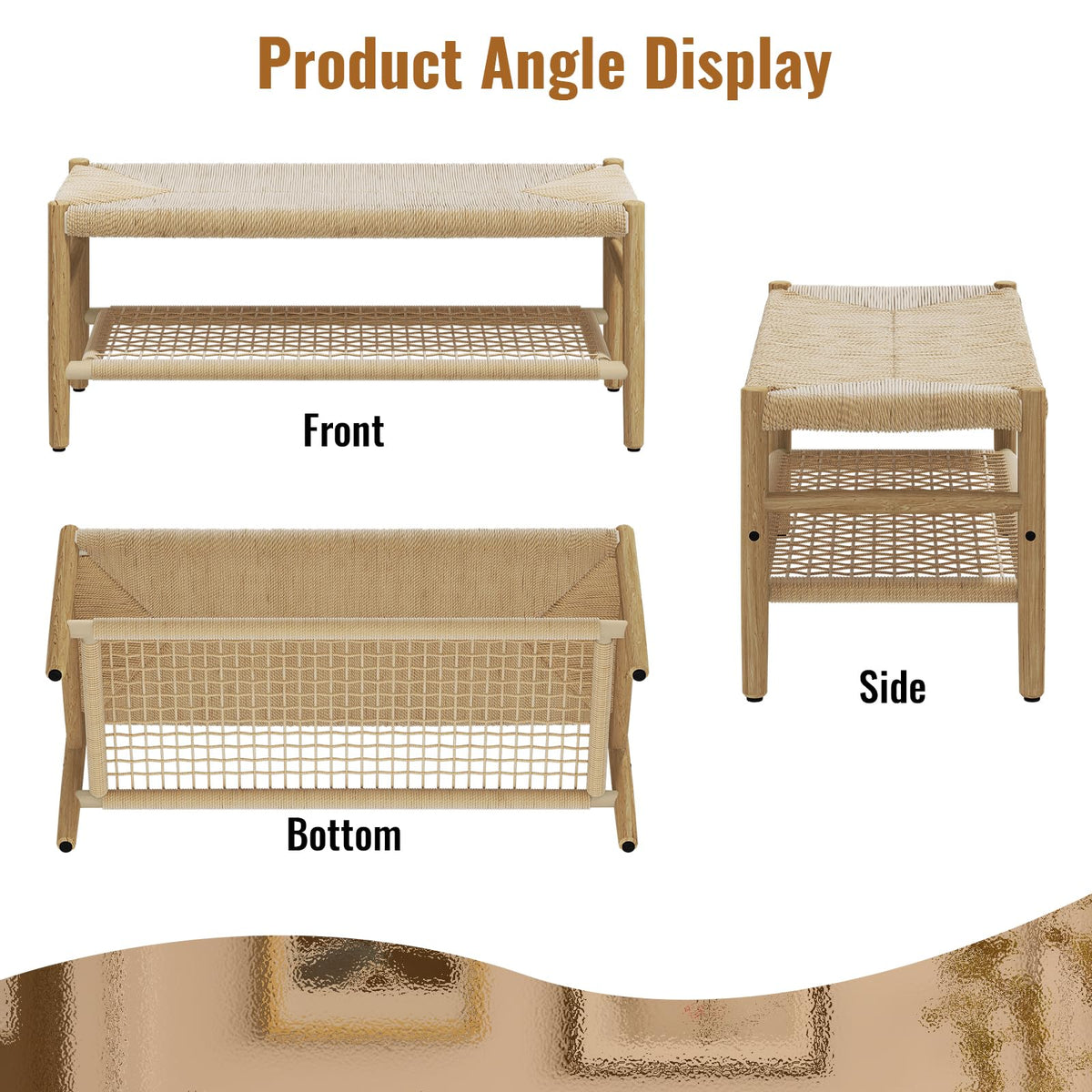 Indoor Entryway Bench with Storage Rack and Rubber Wood Legs D28794
