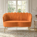 Orange Velvet 2-Seater Loveseat Sofa with Gold Metal Legs K235654