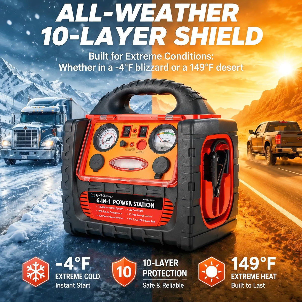 2200 Amp Car Jump Starter with Air Compressor P930