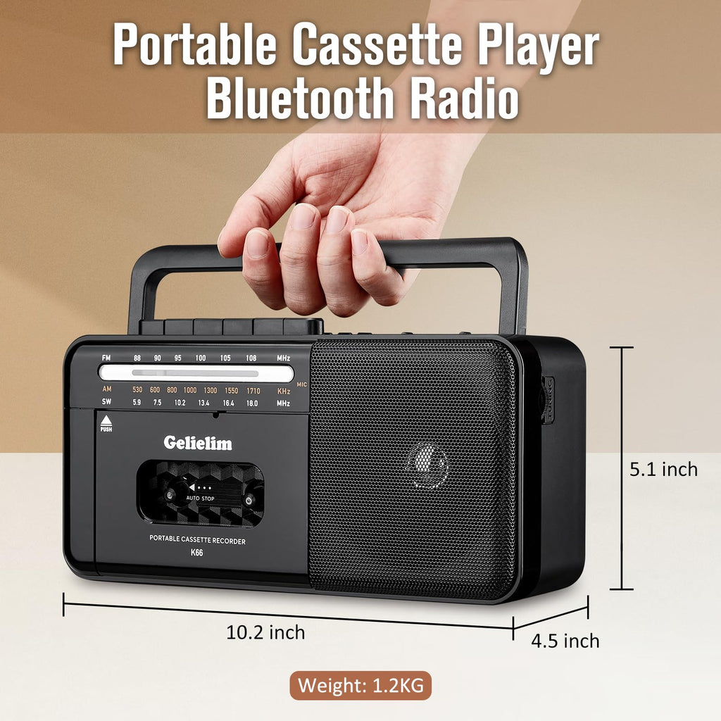 Cassette Tape Player Bluetooth Boombox AM/FM/SW Radio Stereo B3132