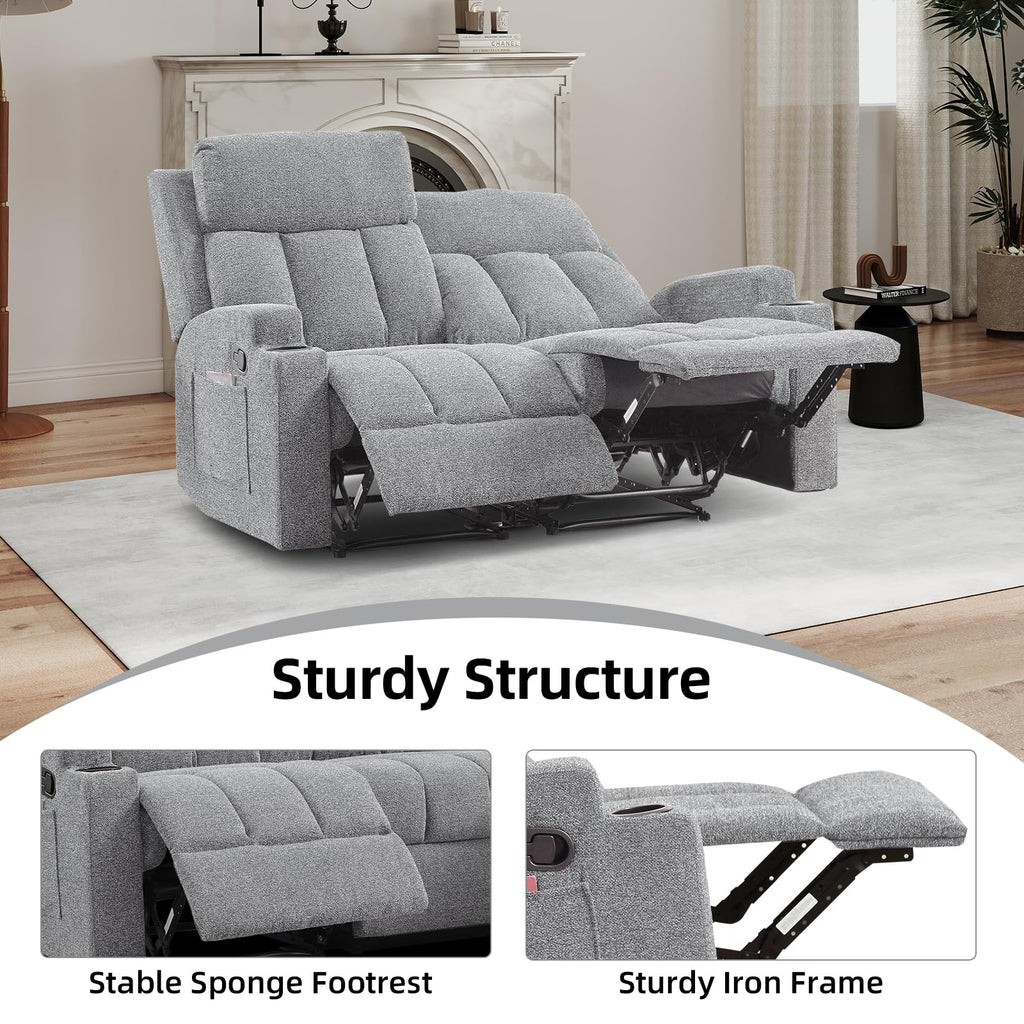Soft Fabric 2 Seat Recliner Sofa with Cup Holders A239