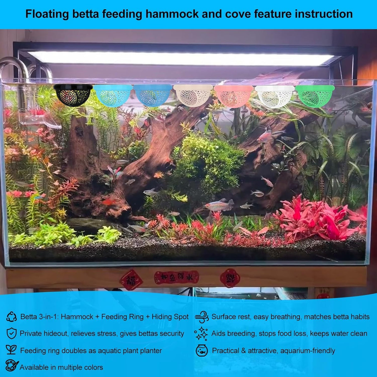 White Floating Betta Fish Hammock Bed and Hide Cave L8708