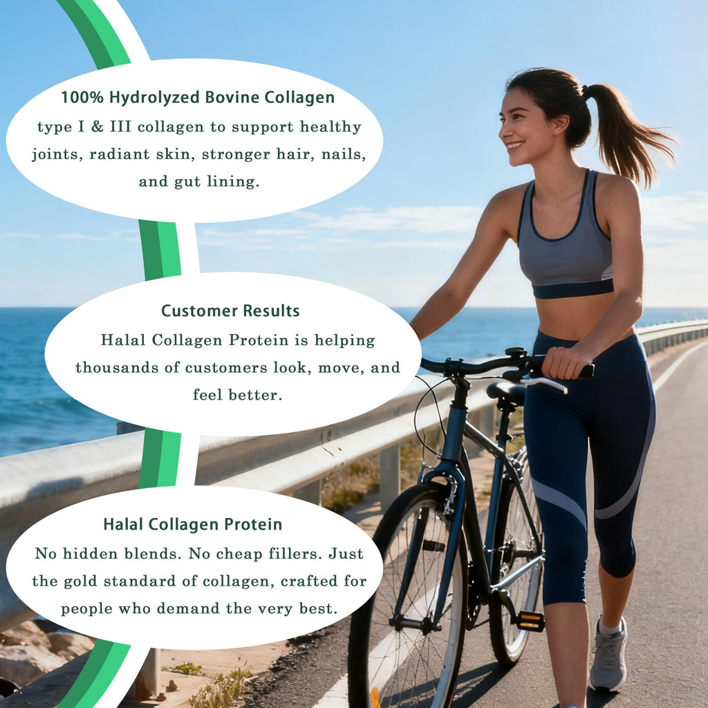 Halal Collagen Protein Powder, Grass Fed Organic Hydrolyzed Peptides, Unflavoured, 30 Servings J147855