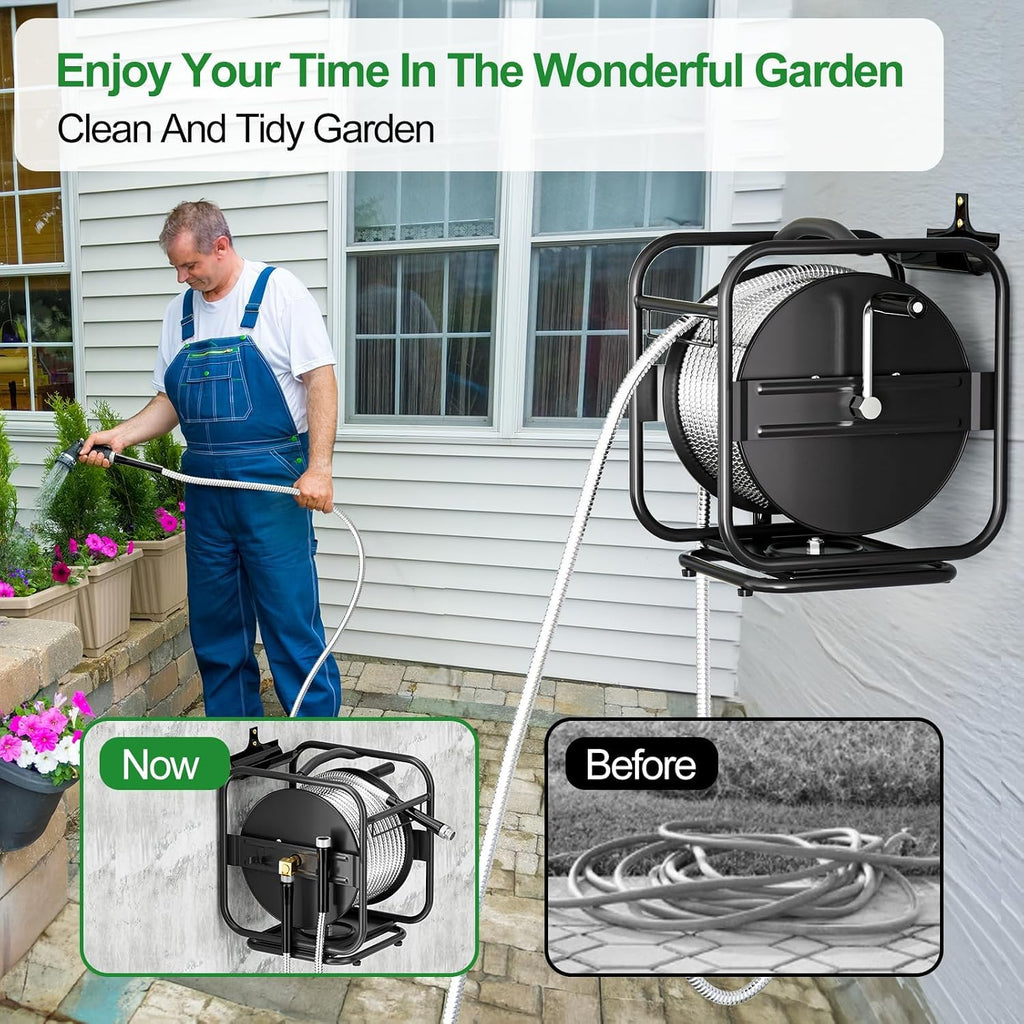 Garden Hose Reel With 100Ft Metal Water Pipe X843