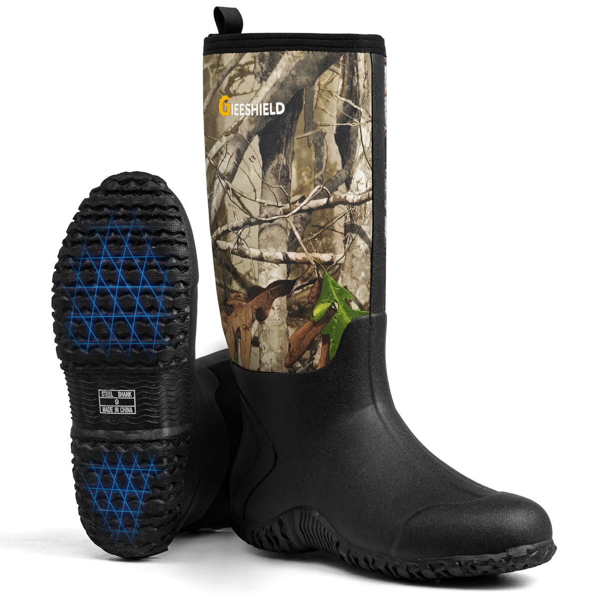 Black Waterproof Insulated Rubber Boots with Steel Shank K1075