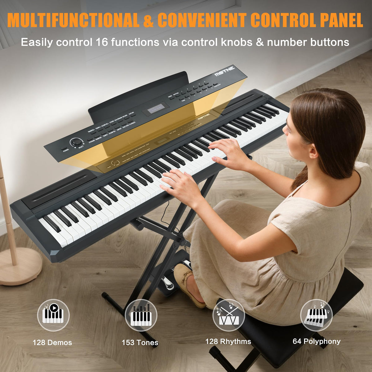 88 Key Weighted Hammer Action Digital Piano with Stand and 3 Pedal Unit M458