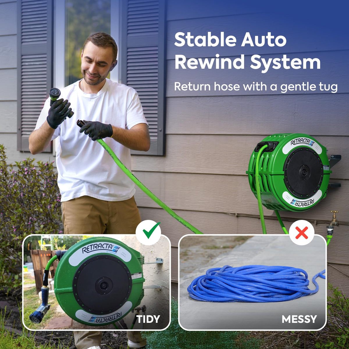 60 Ft Heavy Duty Retractable Garden Hose Reel with Swivel Bracket S127962