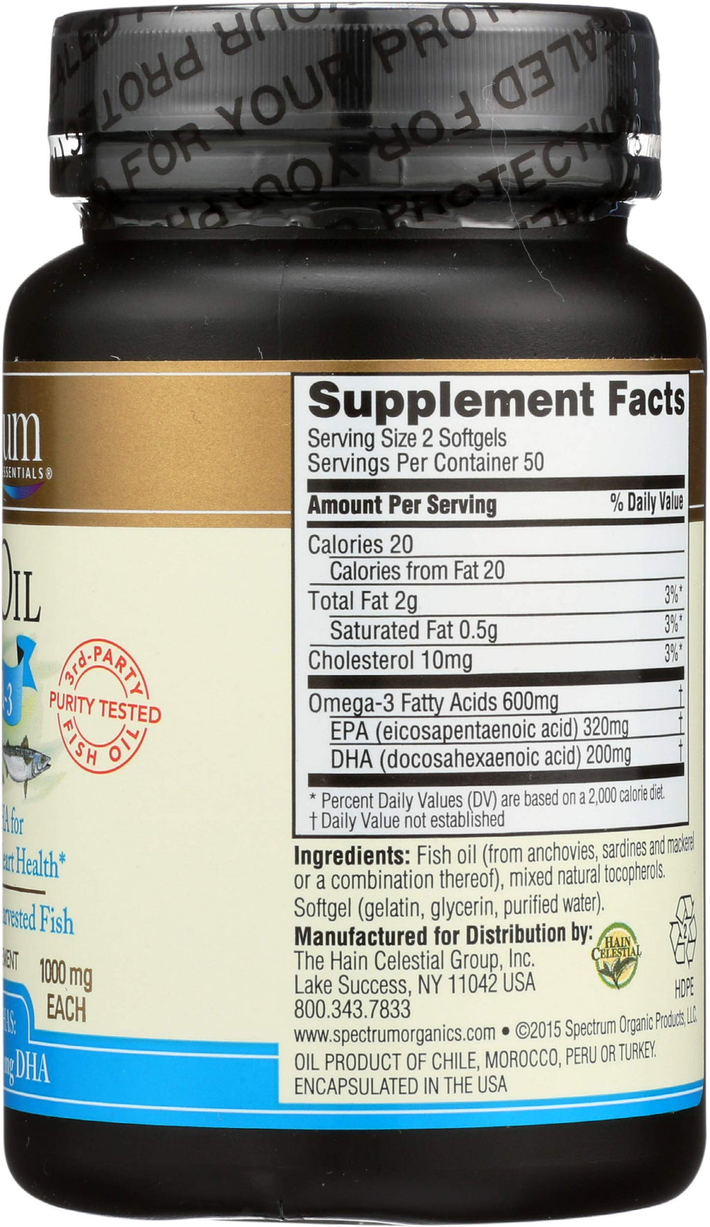 Fish Oil Omega-3 1000 mg 100 Count Softgels O84899