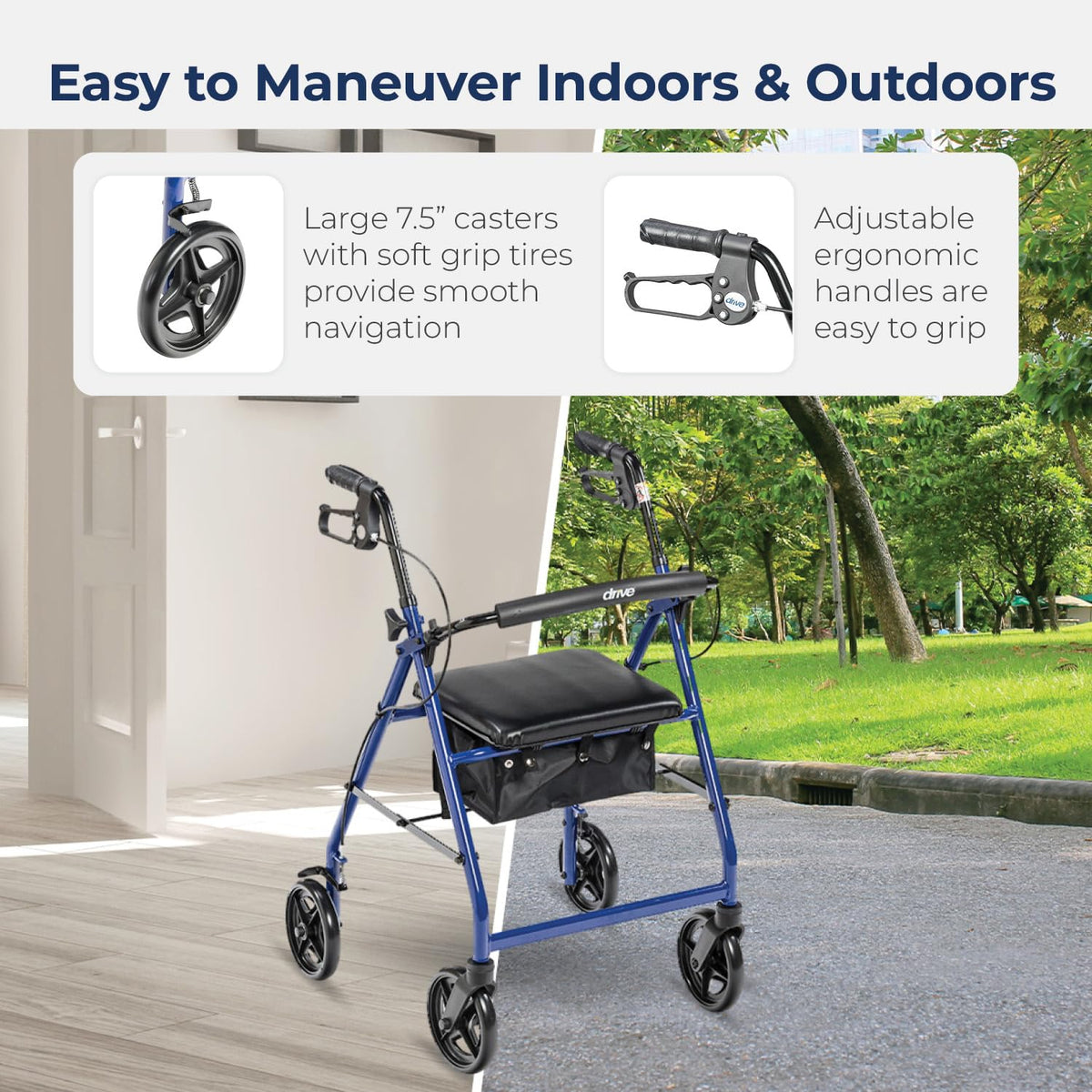 Foldable Rollator Walker with Seat W748