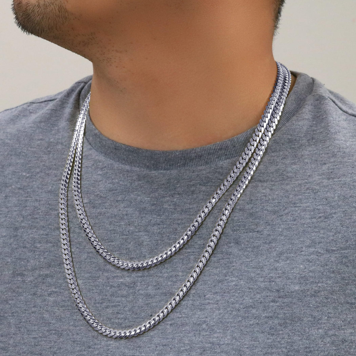 14k White Gold 6mm Chain Necklace J585