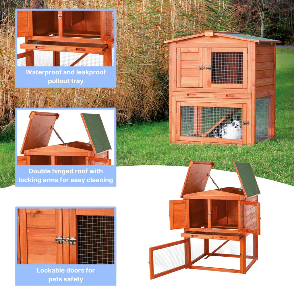 Outdoor Rabbit Hutch with Run J604