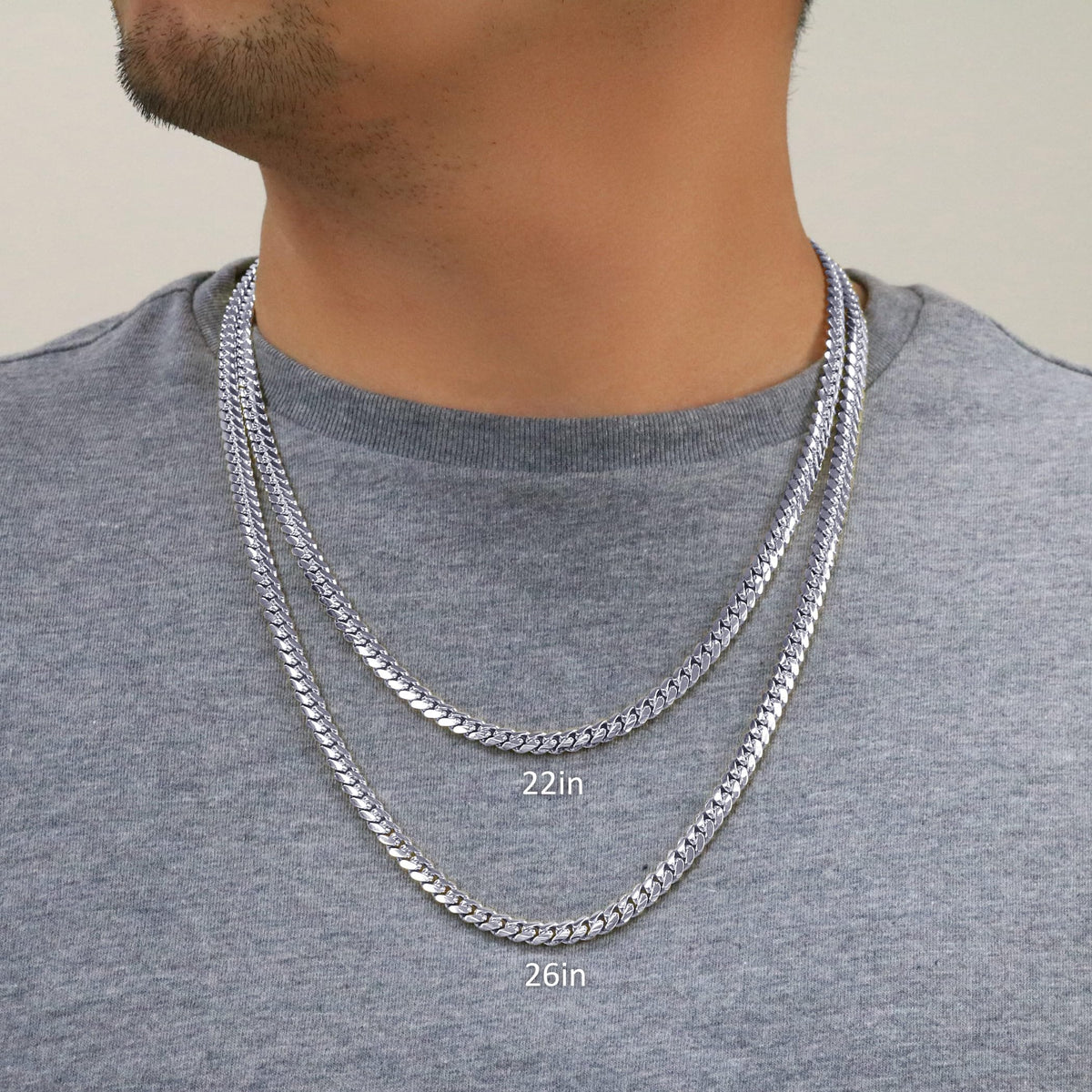 14k White Gold 6mm Chain Necklace J585
