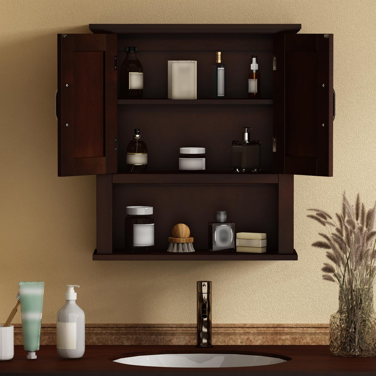 Wood Bathroom Wall Cabinet with Door Y3500