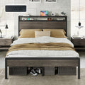 Full Size Metal Bed Frame with Charging Station U345