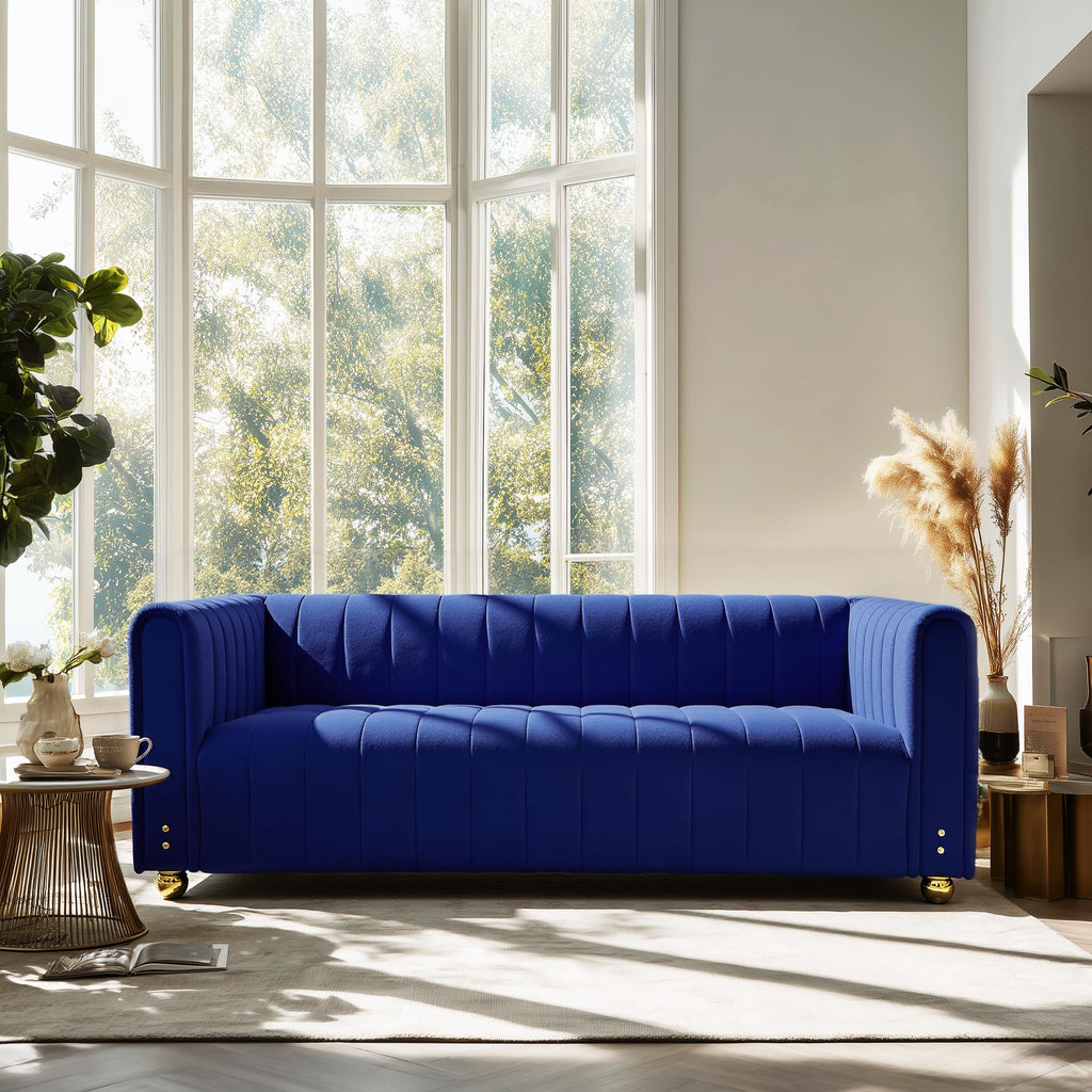 Blue Tufted Velvet Sofa with Metal Legs X921