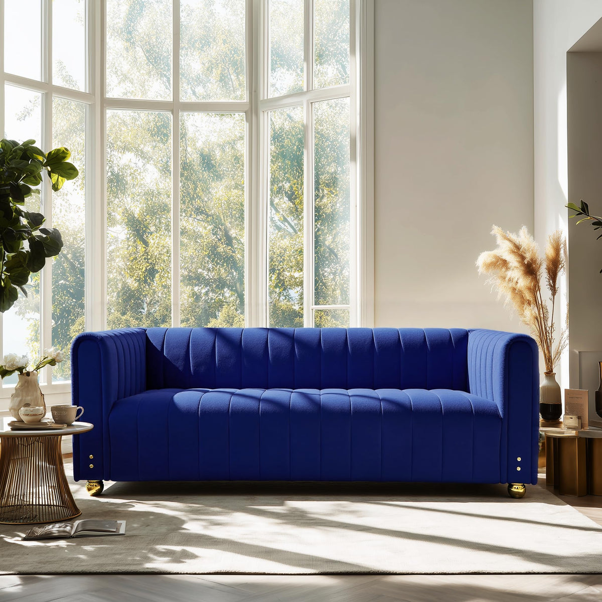 Blue Tufted Velvet Sofa with Metal Legs X921