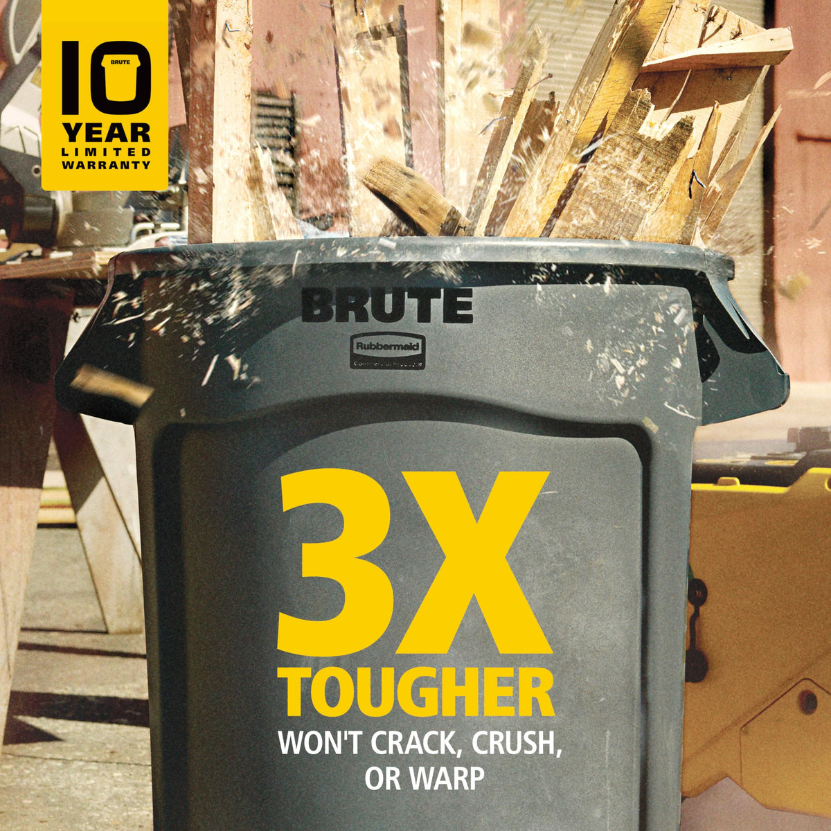 44-Gallon Gray Heavy-Duty Round Trash Container F9464