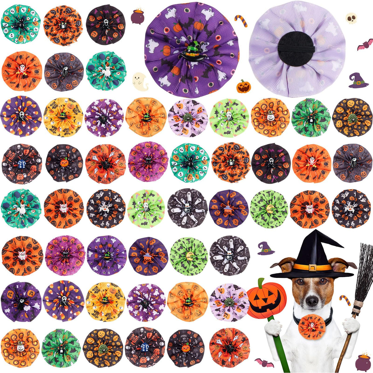 50 Pcs Dog Collar Bows Q8291