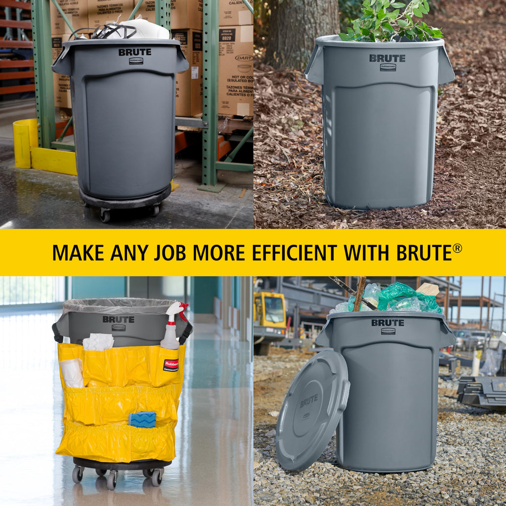 44-Gallon Gray Heavy-Duty Round Trash Container F9464